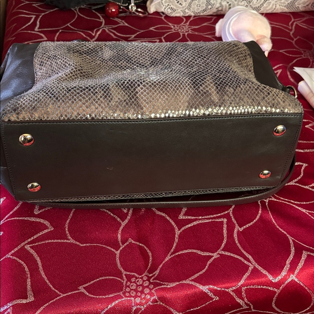 Coach Colette satchel in python-embossed leather graphite rare find 🕵️♀️ - Picture 6 of 14